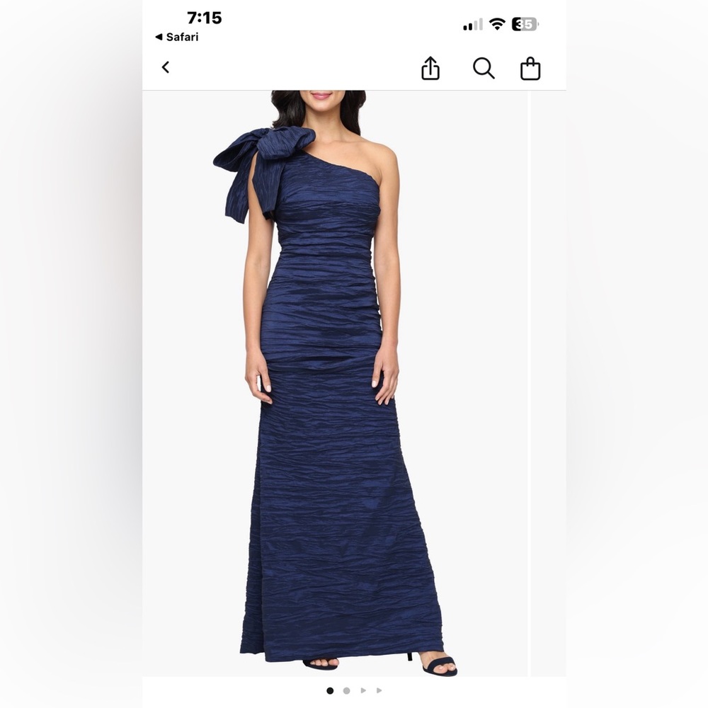 Alex Evenings Textured Navy Maxi Dress